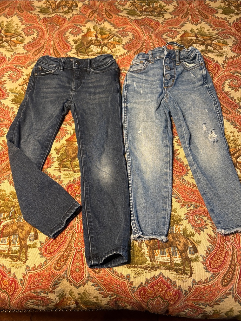 Kids' Blue Denim Jeans Duo - Classic & Distressed Styles size 5 and 6
